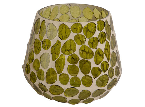 Lysglass dråpe mosaikk grønn m/k 11x13cm 